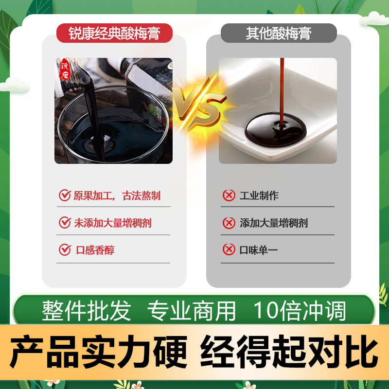 锐康金童酸梅膏整箱1.5kg*12瓶酸梅汤10倍浓缩酸梅汁乌梅餐饮商用 - 图0