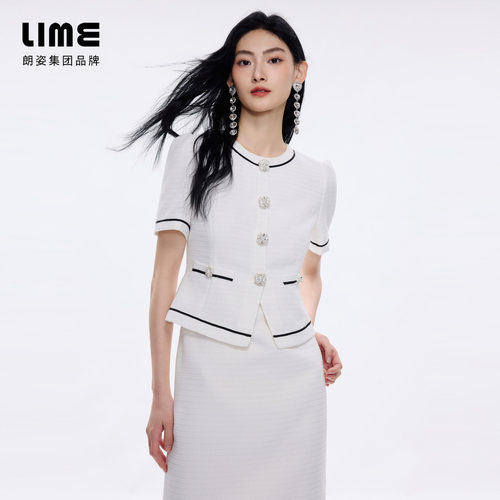 朗姿/LIME莱茵优雅小香风连衣裙荷叶下摆假两件裙名媛2026夏新款 - 图2