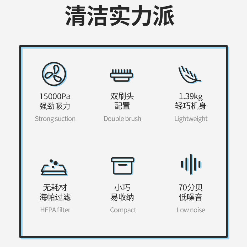 康佳吸尘器家用小型手持式大吸力功率除螨机低噪音强力清洁吸尘机 - 图3