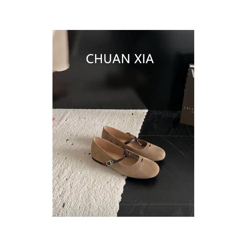 羊皮版~法式T字带浅口单鞋女真皮圆头平底玛丽珍鞋复古芭蕾风瓢鞋,淘宝优惠券,粉丝福利购,淘宝优惠卷