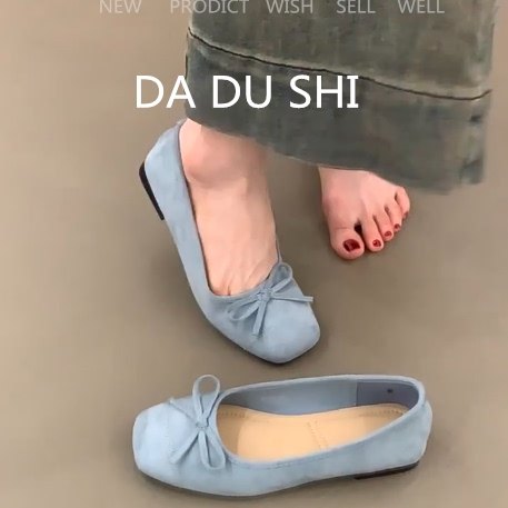 羊皮版！法式优雅玛丽珍鞋女浅口蝴蝶结平底单鞋温柔绒面软底瓢鞋,淘宝优惠券,粉丝福利购,淘宝优惠卷