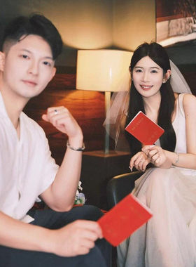 白色超仙新娘领证求婚头纱