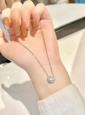 方糖镶钻项链钛钢不掉色十字链女