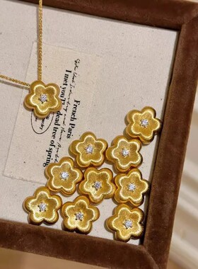 中古风拉丝小金花项链送女友礼物