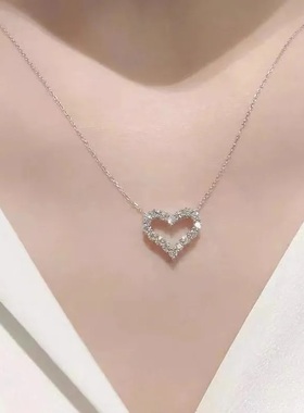 爱心镂空满钻项链送女友礼物