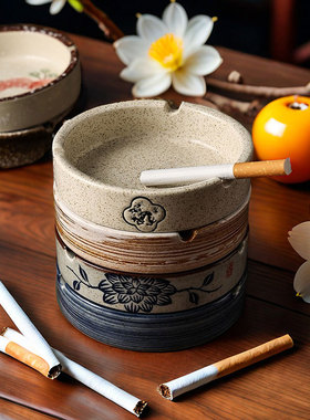 新中式古典古风复古仿古灰缸陶瓷烟灰缸民宿茶桌专用小号瓷器烟缸