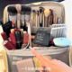 Ins style makeup bag for women portable large capacity 2025 new high-end partition storage pencil bag high-value stationery bag