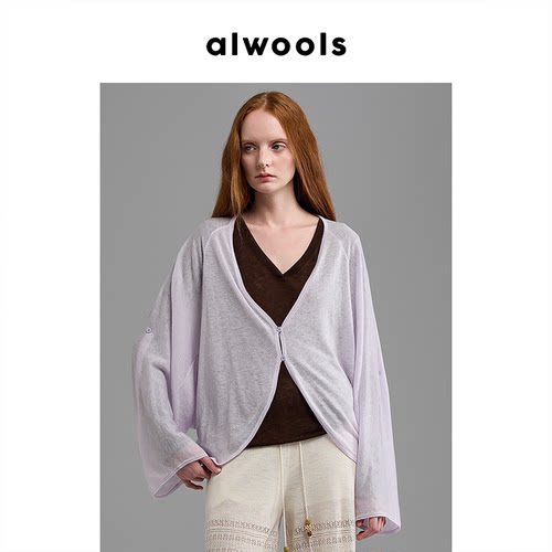 ALWOOLS2026春夏新品绞花拼接廓形针织开衫 - 图3