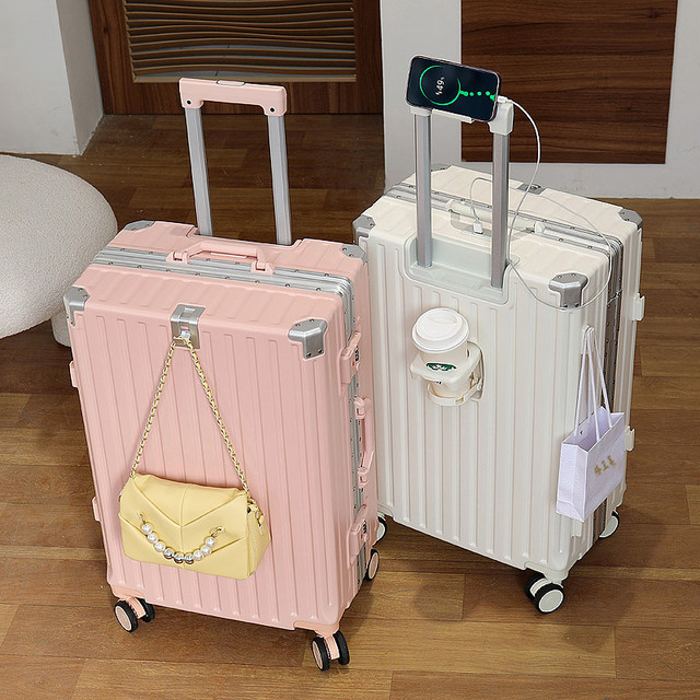 Multifunctional suitcase for women trolley case for men aluminium frame rechargeable large capacity travel 20-inch boarding password suitcase