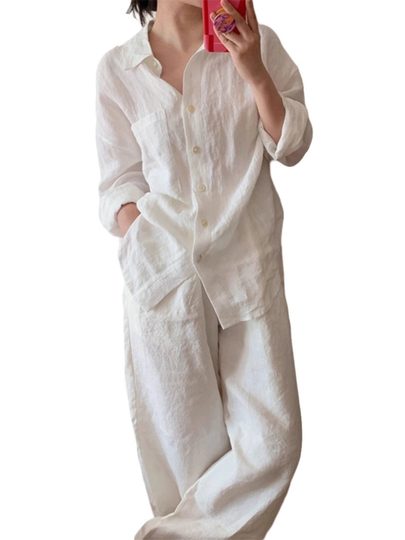 Old money style linen shirt for women