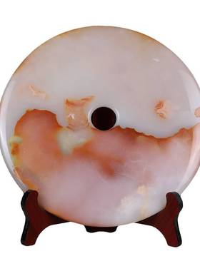 平安扣摆件天然玉石创意家居摆设中式客厅办公桌玉盘玄关工艺礼品