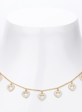 跨境新款S925纯银项链时尚精致镶锆爱心锁骨链气质甜美小清新饰品