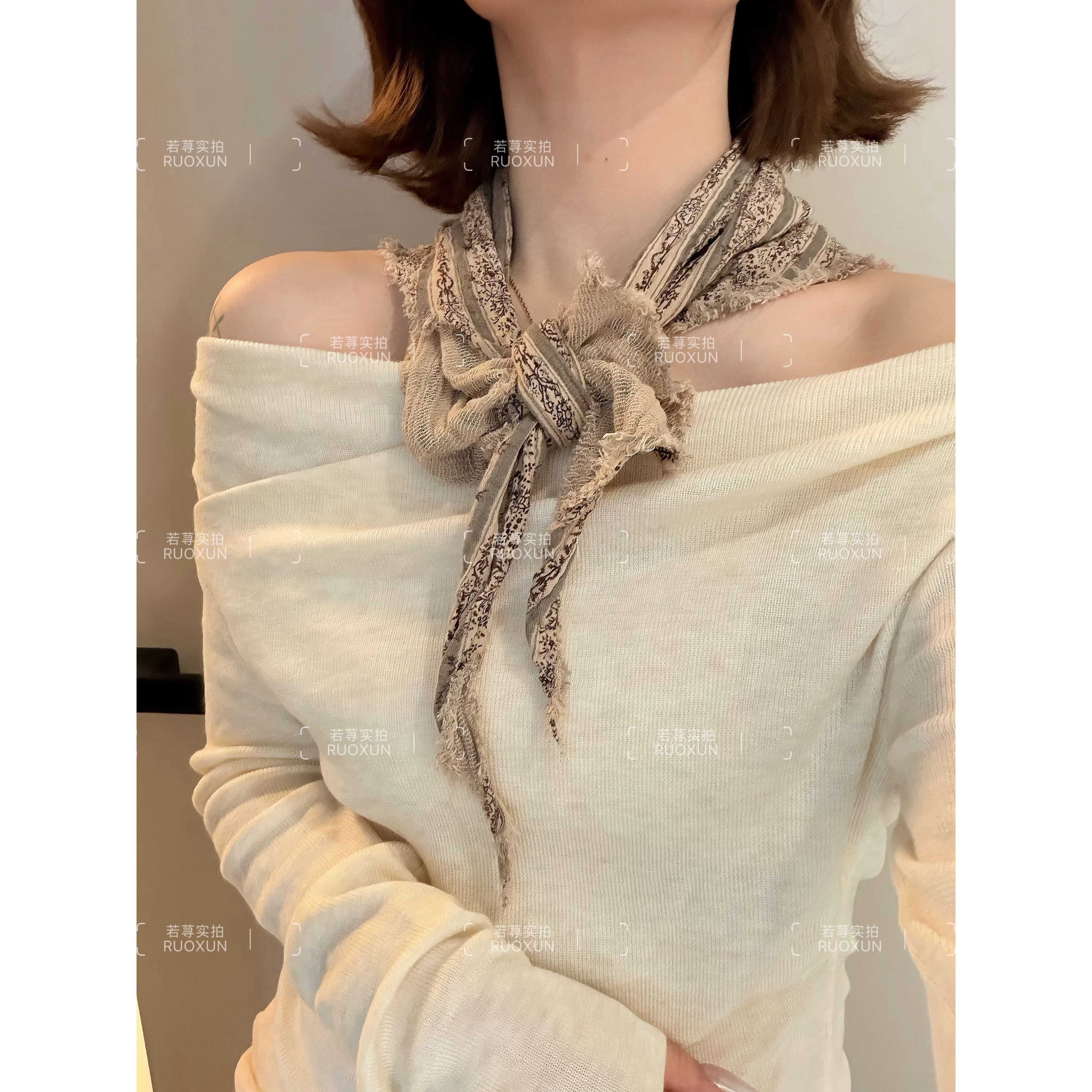 RuoXun26新款日系复古废土风小领巾女做旧流苏三角巾防风护颈配饰,淘宝优惠券,粉丝福利购,淘宝优惠卷