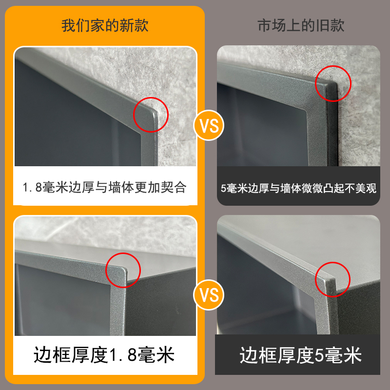 浪珂暗装嵌入式不锈钢壁龛客厅卫生间沐浴房马桶旁隔板置物可定制 - 图1