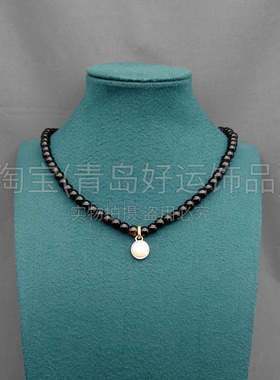 黑色玻璃珠手链展开为项链欧美出口外贸饰品尾单带盒子两用配饰