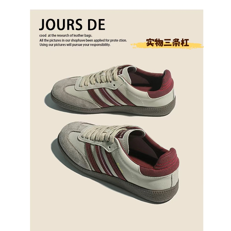 牛皮复古内增高德训鞋女2025秋冬爆款真皮平底休闲运动阿甘板鞋子 - 图1