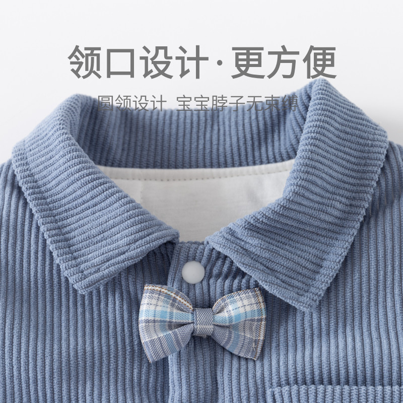 男宝宝加棉偏开连体衣婴儿夹棉加厚秋冬装哈衣爬服婴幼儿连身衣,淘宝优惠券,粉丝福利购,淘宝优惠卷