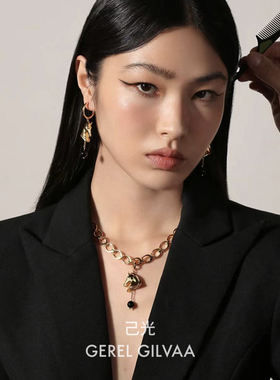 黑玛瑙马头吊坠铜厚镀18K金