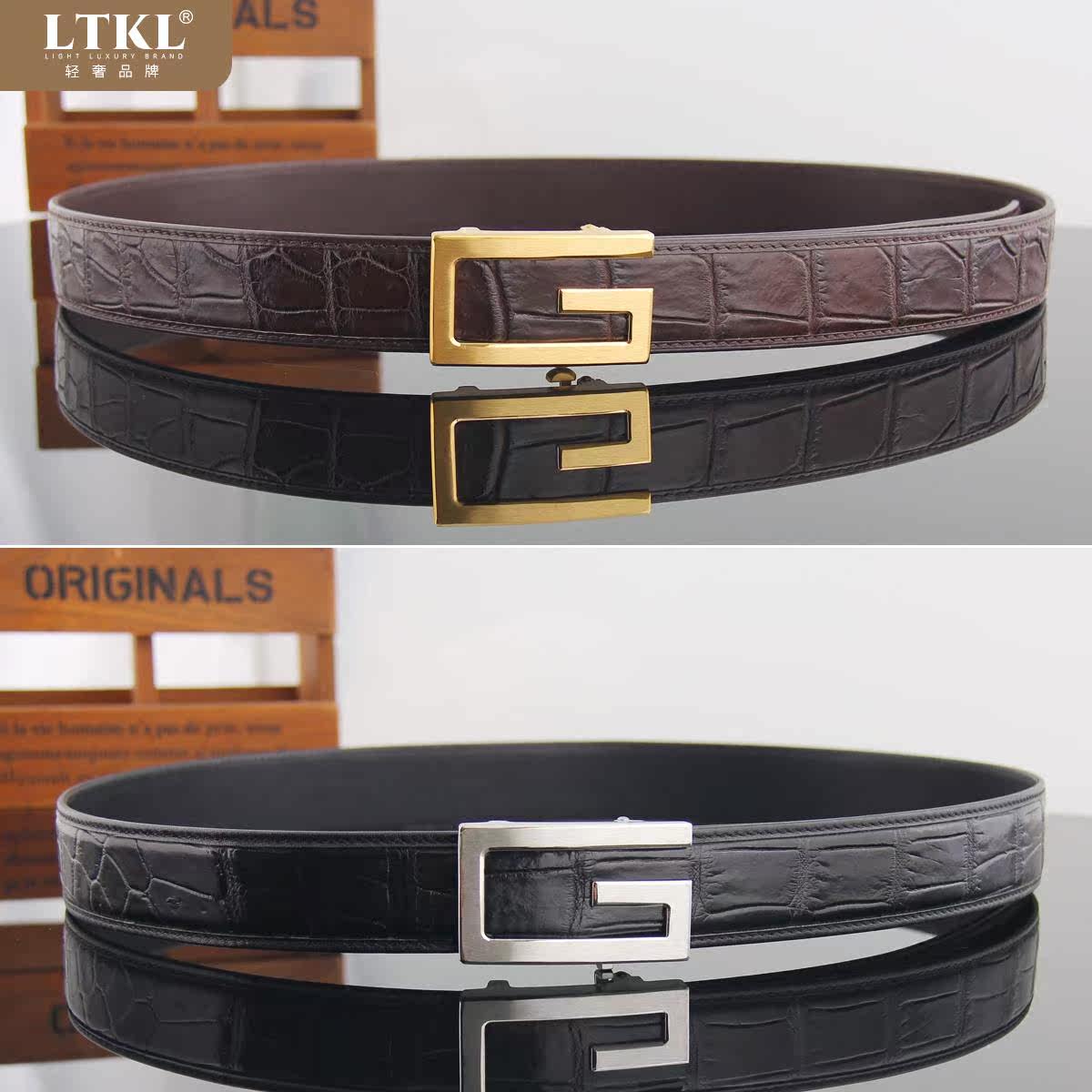 手工定制拼接鳄鱼皮男士g真皮腰带 LTKL腰带/皮带/腰链