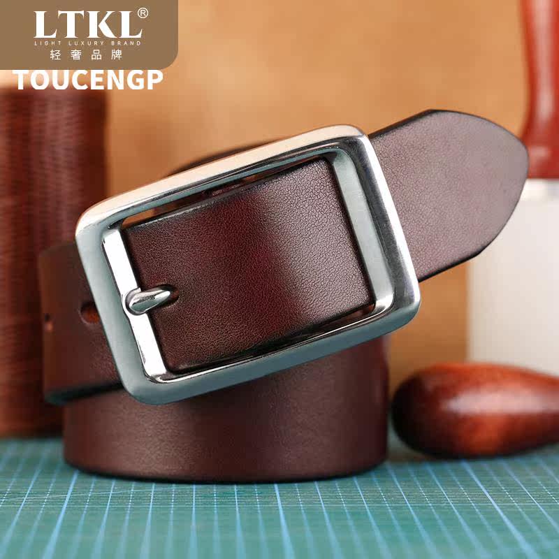 加厚皮带男针扣头层牛皮5.0钢扣 LTKL腰带/皮带/腰链
