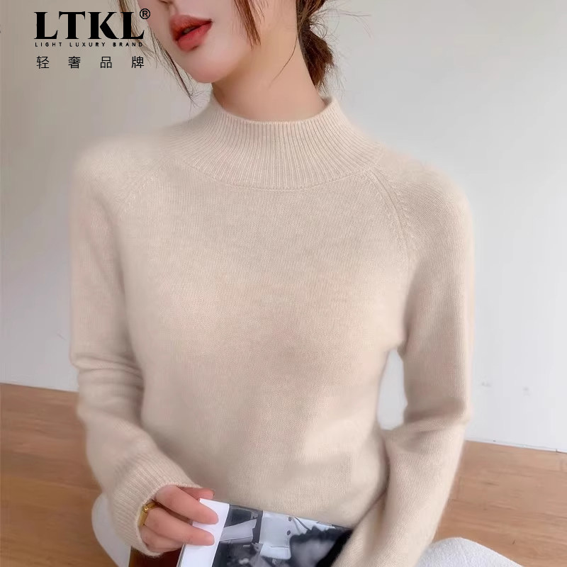 鄂尔多斯市加厚半高领100纯山羊绒衫女插肩袖毛衣秋冬针织打底衫,淘宝优惠券,粉丝福利购,淘宝优惠卷