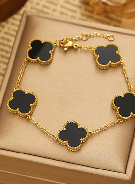 五花手链经典黑色钛钢手串