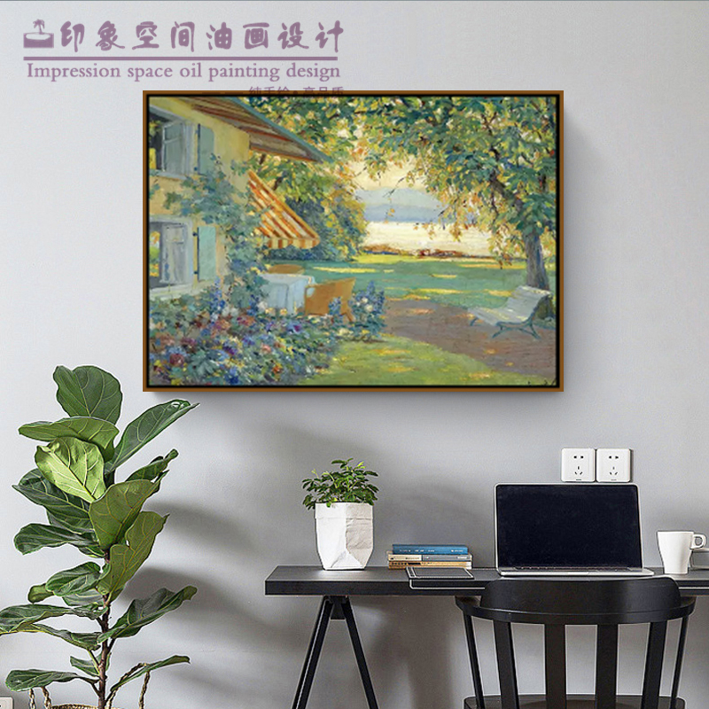 莫奈纯手绘油画美式欧式餐厅装饰画客厅田园风景印象世界名画挂画 - 图0