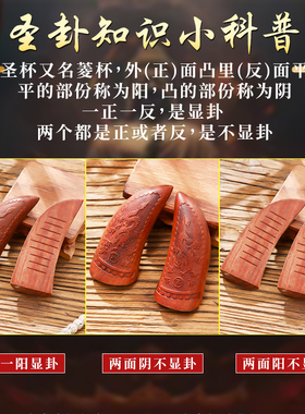 羊角圣卦茭杯红檀木闽南潮汕信杯掷拜拜阴阳杯卦解工具桃木圣杯