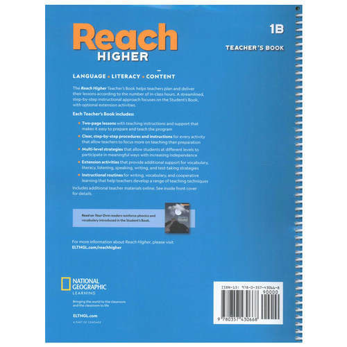 国家地理少儿英语教材 Reach Higher Teacher's Book Grade 1B 一年级下册教师用书 NGL高端小学原版教材 - 图0
