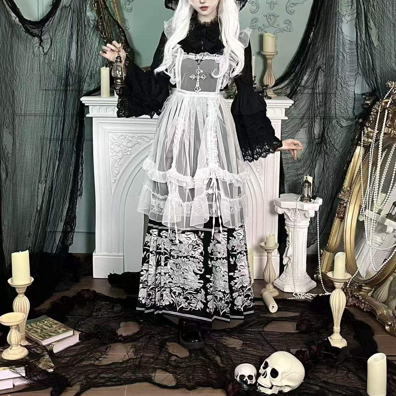 汉洋折衷哥特风明制原创琵琶袖马面洛丽塔秋冬套装圣诞节洛丽塔,淘宝优惠券,粉丝福利购,淘宝优惠卷