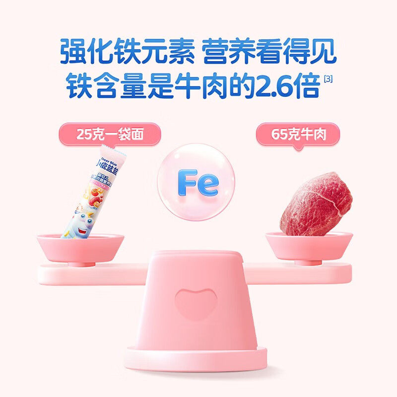 小鹿蓝蓝婴幼儿标面条钙铁锌谷物肉蔬菜营养面宝宝辅食量贩装450g