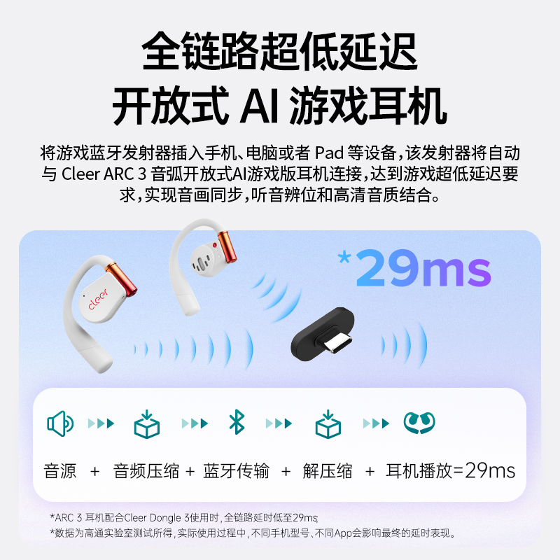 Gaming Headset Cleer ARC3 Open Wireless Headset Bluetooth 2024 New AI Gaming Headset Dolby