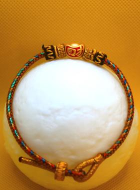 潮灯记有财青年黄铜镀沙金手链