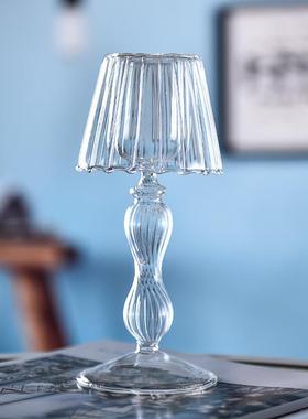 欧式透明玻璃台灯造型烛台 婚庆家居创意摆件