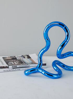 现代创意电镀抽象树脂摆件客厅家居装饰品桌面房间样板间软装摆设