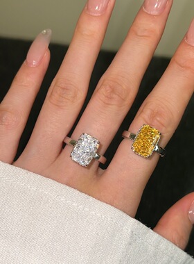 英国coopkoops925银白长方形戒指8a冰花切钻欧美简约时尚高级感