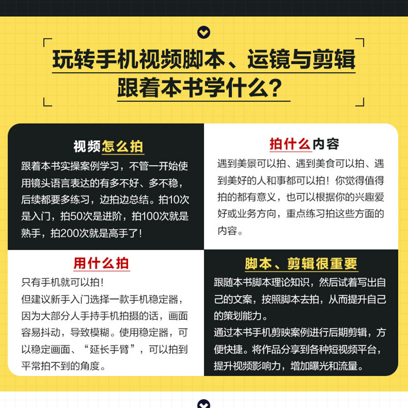 赠视频 手机视频运镜技巧119招 从脚本 拍摄到剪辑 手机视频稳定器拍摄技巧宝典 手机视频创意拍摄剪辑 手机视频拍摄脚本套用方法