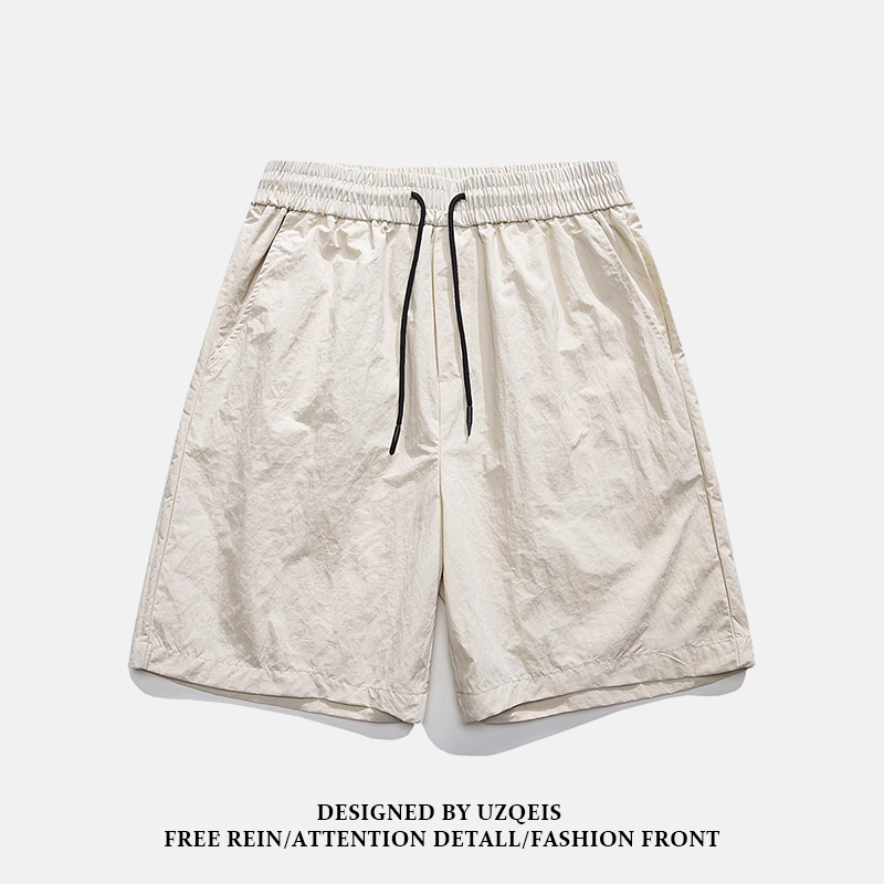 夏季美式潮牌运动黑色短裤男生宽松纯色沙滩休闲速干五分伞兵裤子 - 图2