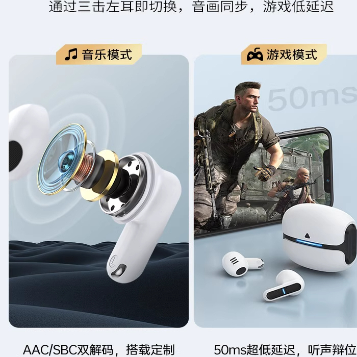 BERHORAL蓝牙耳机半入耳2025年新款降噪真无线低延迟运动跑步高端 - 图3