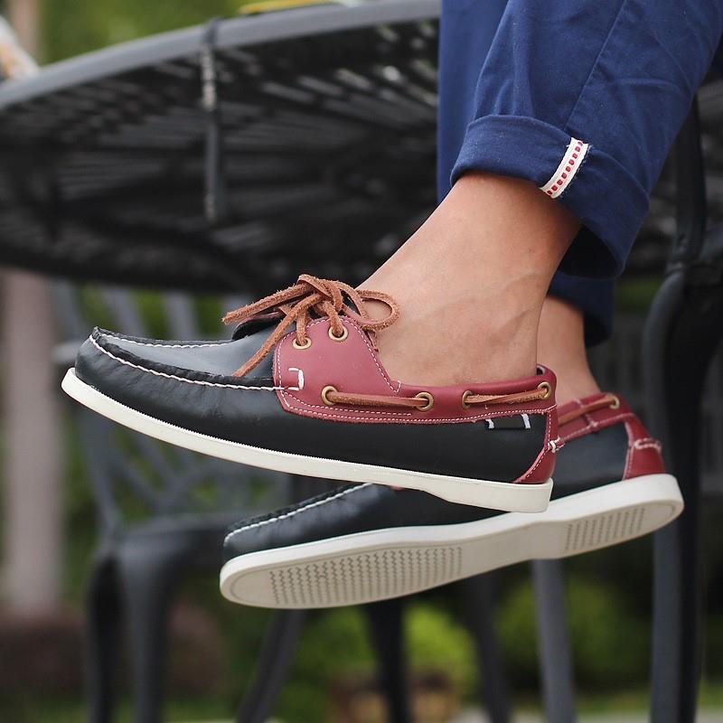 Men&#39;s Classic 2 Eye Boat Shoes Leather Sneakers真皮-图2