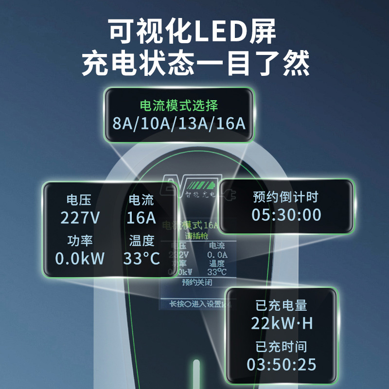 景玉新能源电动汽车随车充3.5kw7kw便携式充电枪比亚迪家用充电器