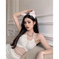 Cross-strap imitation mink hanging neck with small harnesses female summer design sensation slim short and sexy hot girl with short vest tide