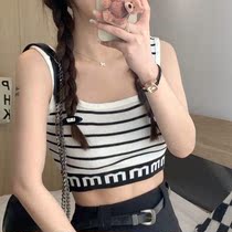 Fashion Sports Wind Chili Girl Harnesses Womens Summer New Sexy Striped Retro Vest Short Truffle Sleeveless Blouse