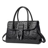 Вместительная и большая сумка на одно плечо, из натуральной кожи, крокодиловый принт, городской стиль