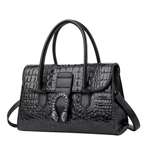 Вместительная и большая сумка на одно плечо, из натуральной кожи, крокодиловый принт, городской стиль