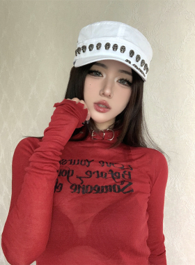朋克女四季骷髅铆钉帽子显脸小