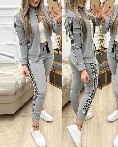 Fashion Tracksuit 2 Piece Set Autumn Winter Zipper Jacket + - 图3