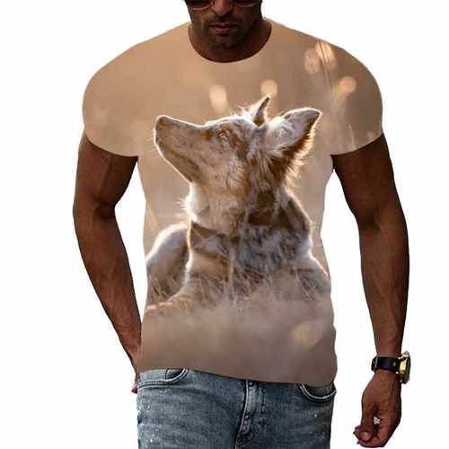 Summer Men Cool Animal Wolf graphic t shirts Casual Fashion - 图0