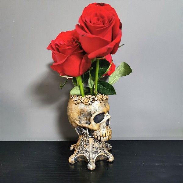 Creatve Skull-sd Vases Retro Style Resn Fgurne for - 图0