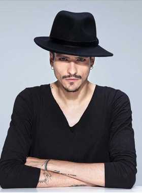 VTG Brand Wool Men's Black Dad Fedora Hat For man Woolen Wid
